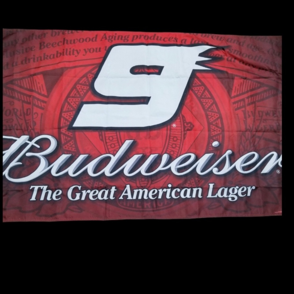 Budweiser NASCAR NASCAR Kaysey Kahne car #9 BUDWEISER FLAG, large 58 x 36 inches